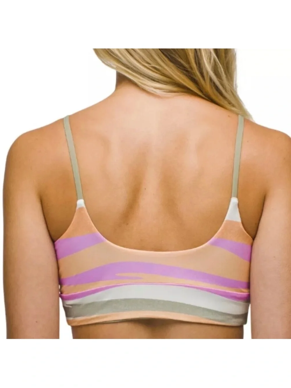 Prana women Bikini Top Medium Green Orange Willow Falls Reversible Top New